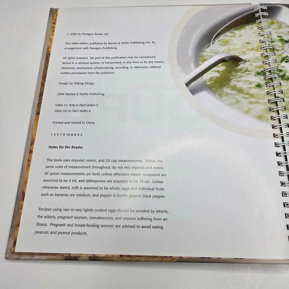 Barnes & Noble Soups Cookbook Ellen Smith Spiral Bound Red Healthy Recipes